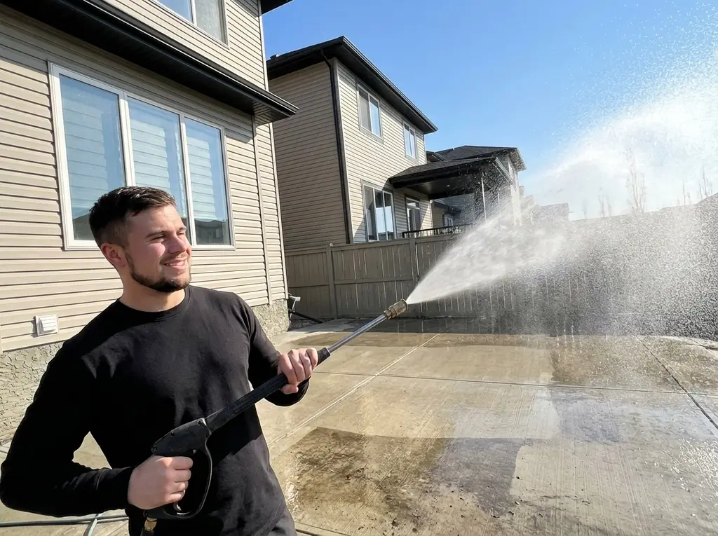 Pressure washing driveway