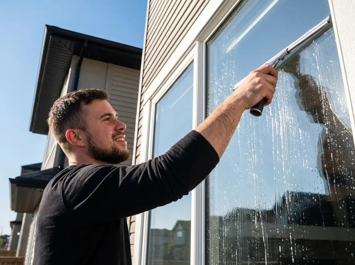 Window cleaning before and after