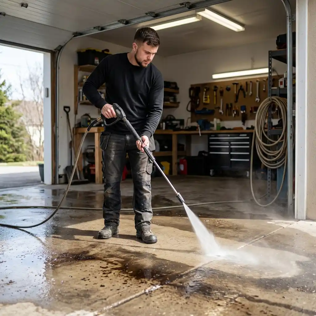 Garage floor cleaning