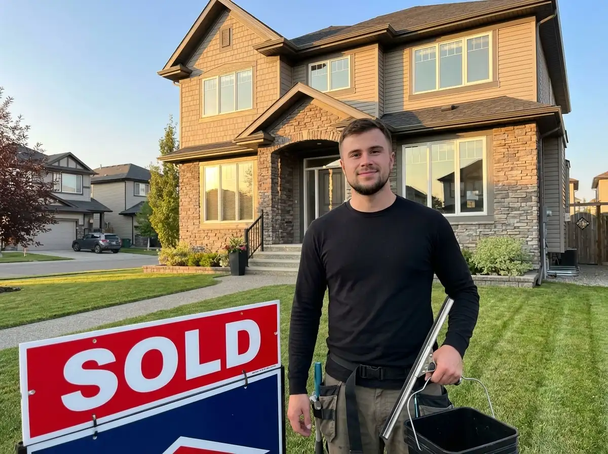 Clean Calgary home with SOLD sign