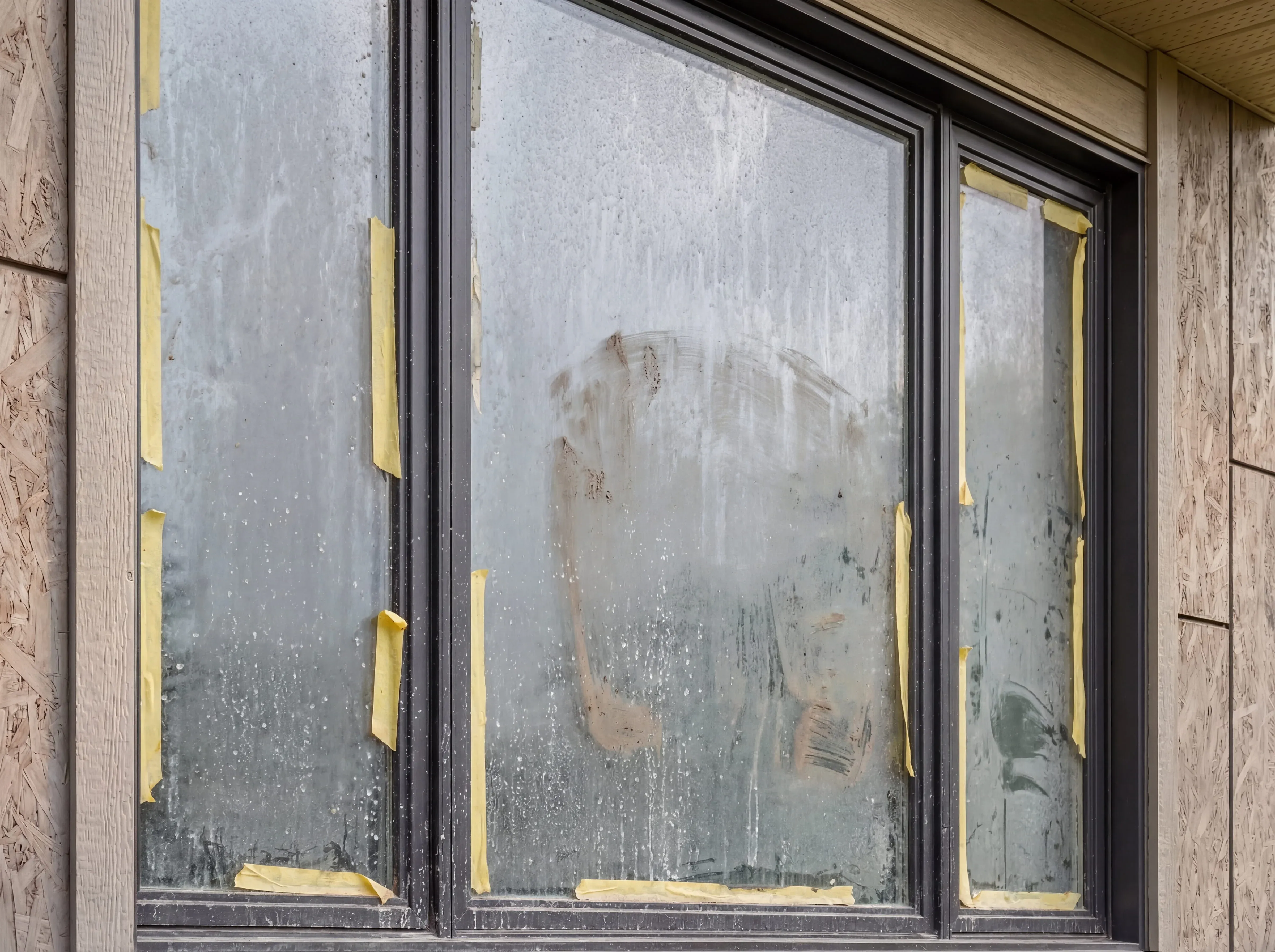Dirty window before cleaning